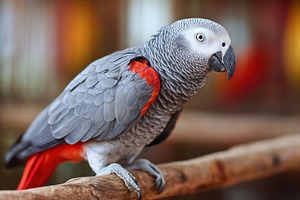 African Parrot Perched sitting on a tree branch, an Animal Photo by AlyaAnd