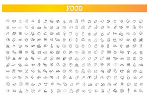 Food and Drink thin vector icon set, an Outline Icon by Tettygreen