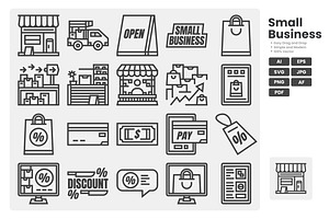 Small Bussines Icon Pack, an Outline Icon by erifqizeicon