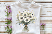 White Boho Wedding Floral Bouquet, an Illustration by CraftArtStudio (Thumbnail 3 of 6)