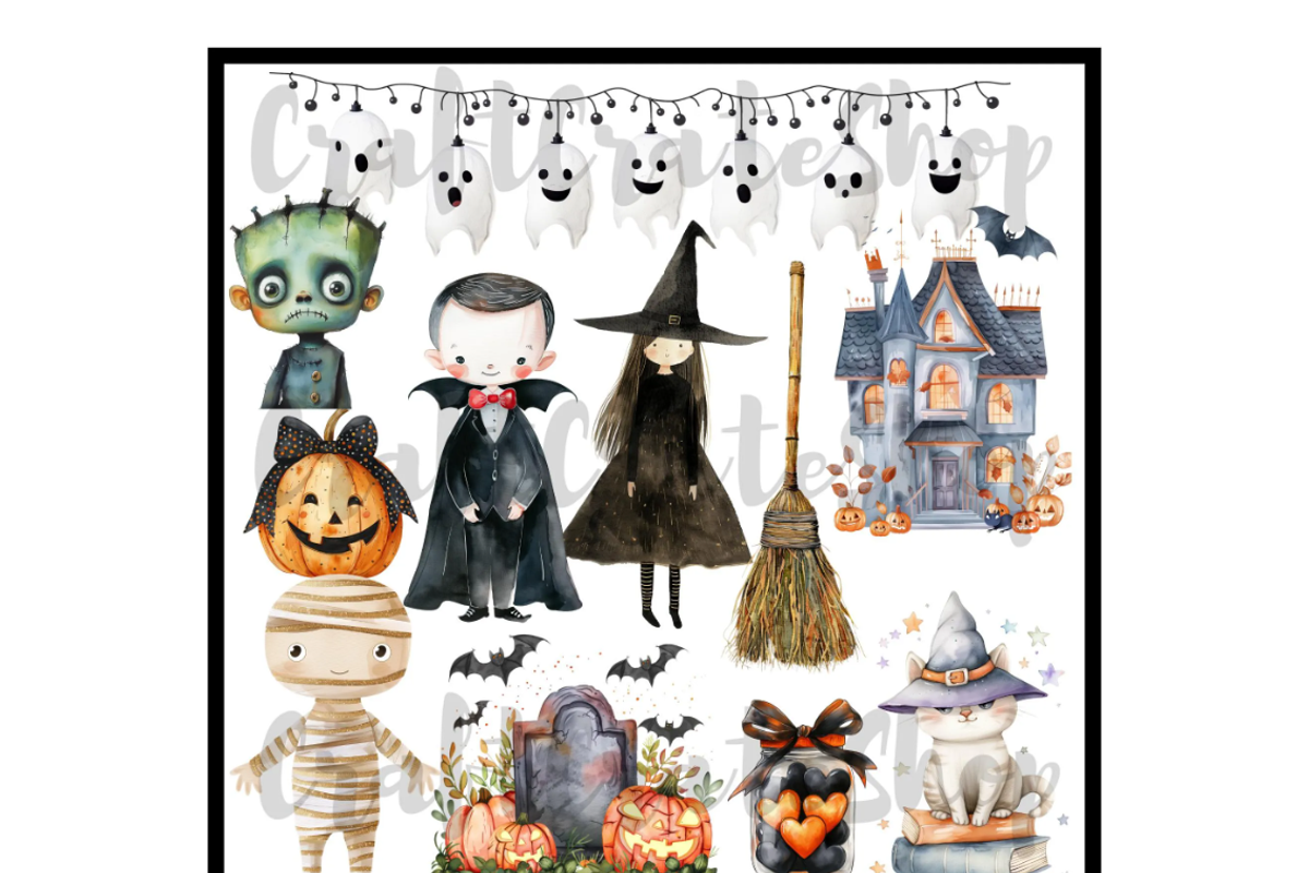 Cute Halloween Watercolor Clipart, an Illustration by CraftCrateShop (Photo 5 of 7)