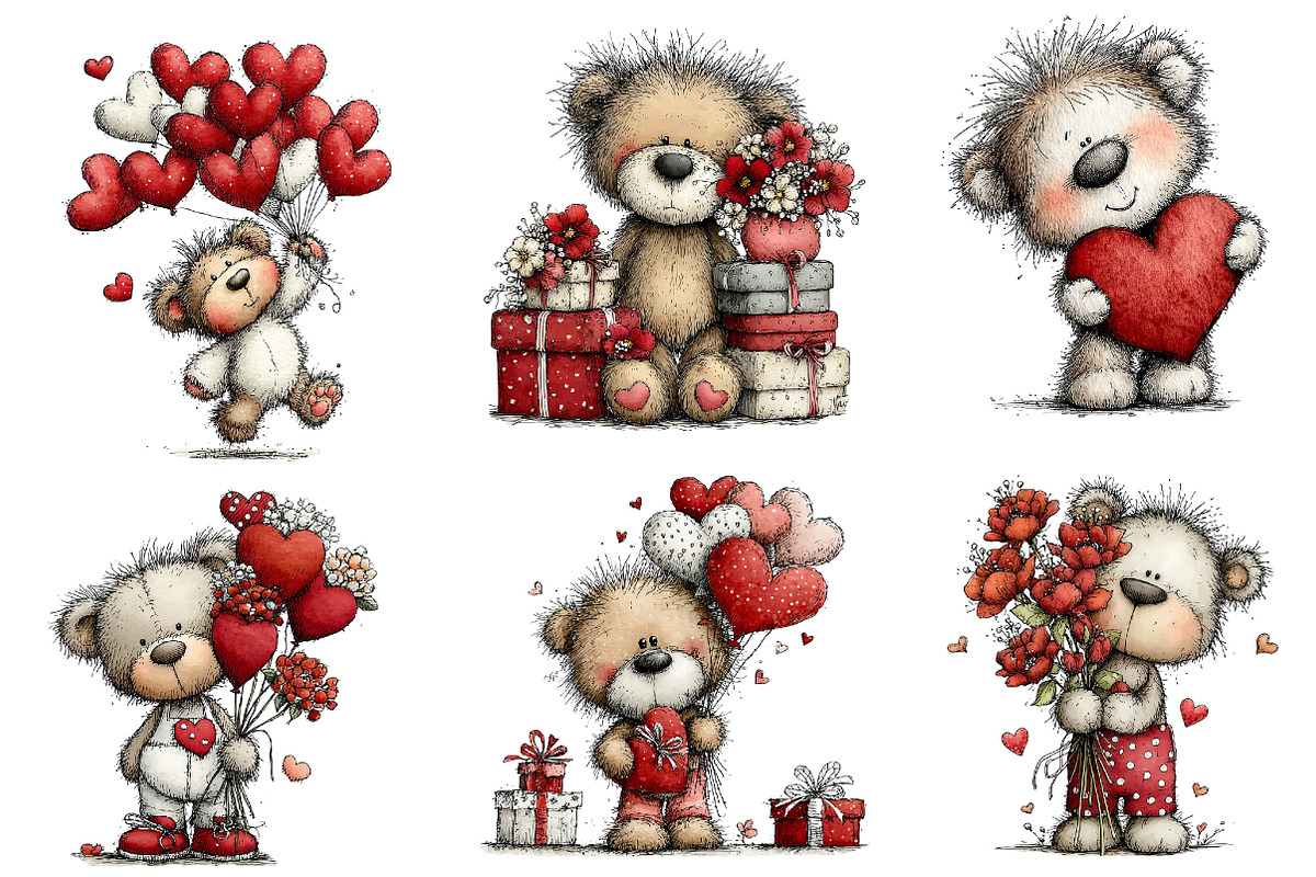 Whimsical Valentine Teddy Bear Clipa, an Illustration by Dream Creation (Photo 4 of 7)