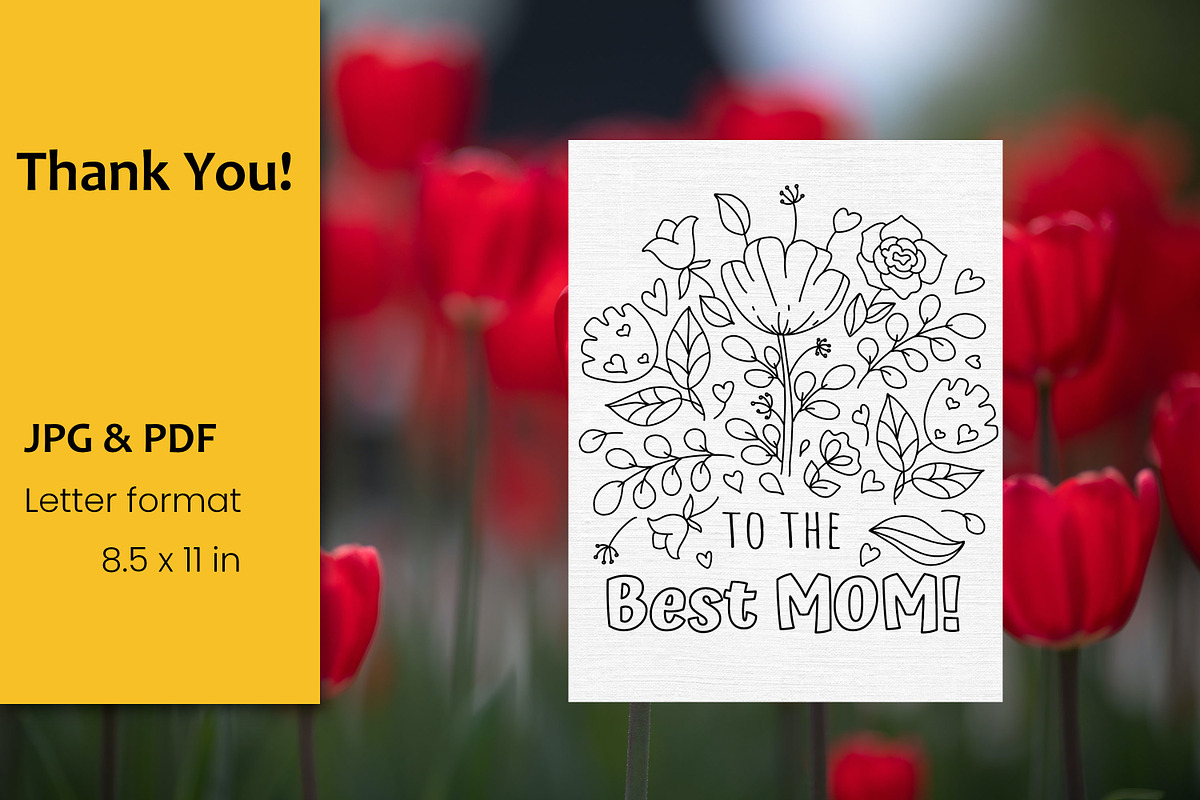 Mother's Day Greeting Coloring Pages, an Illustration by ChristinaDesigns (Photo 5 of 5)