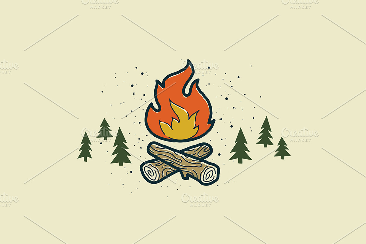 Let's go camping illustration set, an Illustration by tetiana.svirska (Photo 7 of 13)