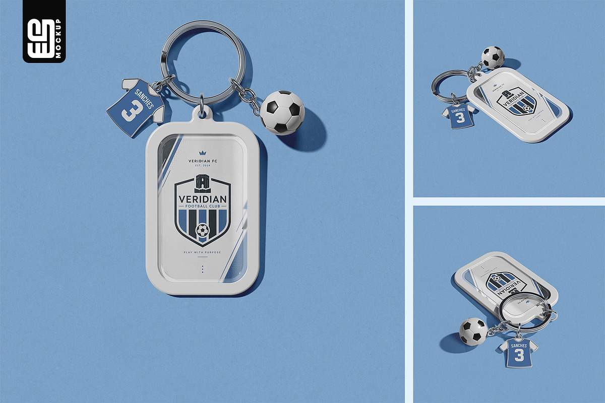 Football Keychain with Charms Mockup, an Advertising Mockup by SD Mockup (Photo 1 of 5)