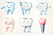Watercolor Dentist Tooth Clipart, an Illustration by Dream Creation (Thumbnail 3 of 5)