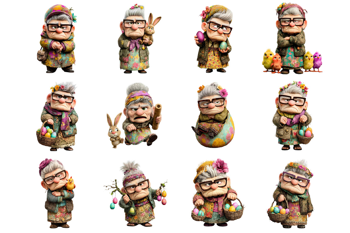 Whimsical Easter Grumpy Old Lady, a Graphic by CitraGraphics (Photo 2 of 5)