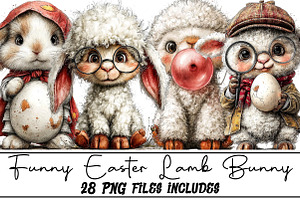 Funny Easter Lamb Bunny Clipart, an Illustration by DreamArtGraphic