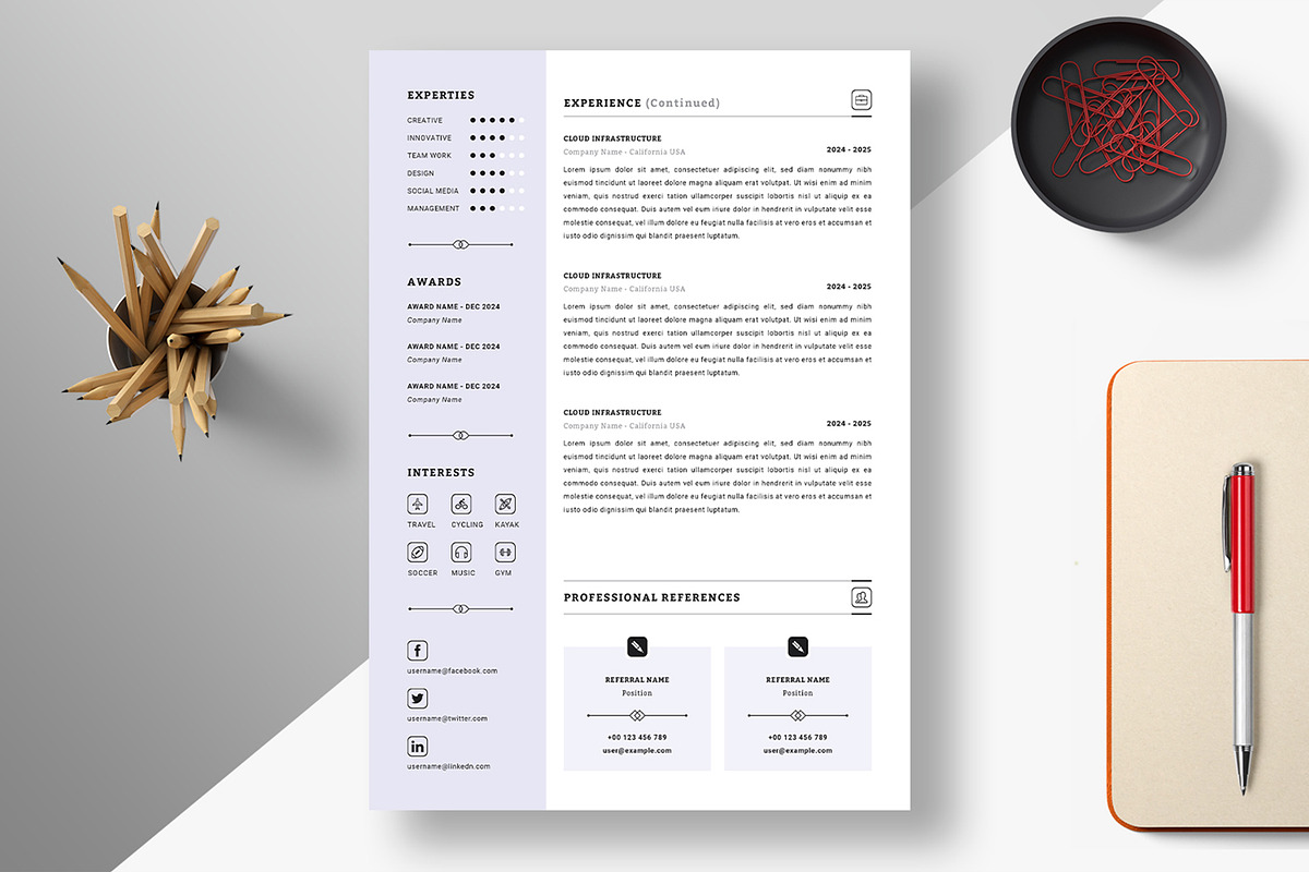 Elegant Four-Page Resume Template, a Resume Template by Design Vault (Photo 2 of 3)