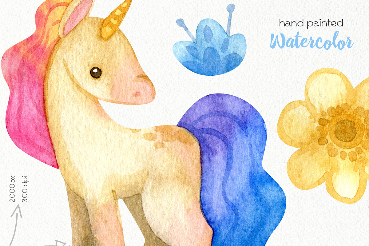 Watercolor Fairy Unicorn, an Animal Illustration by OllyKo Art (Photo 6 of 10)