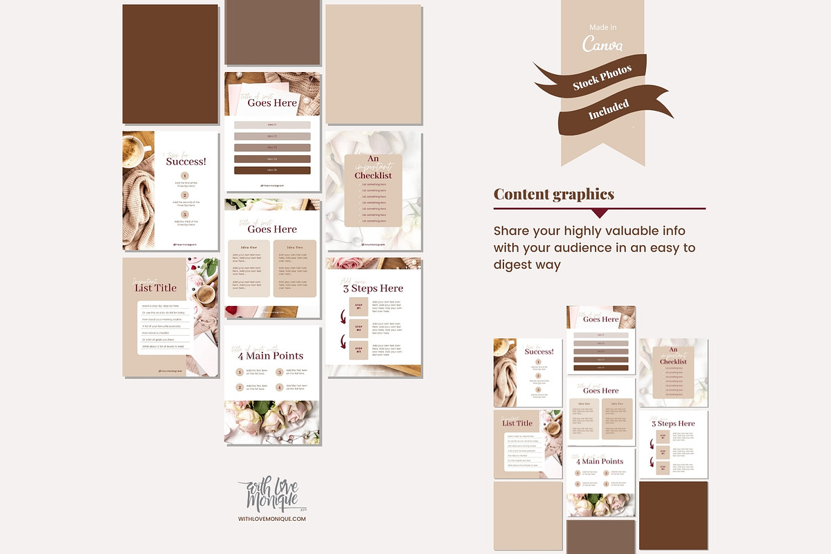 50 Instagram Post Canva Templates, a Social Media Template by With Love Monique (Photo 8 of 14)