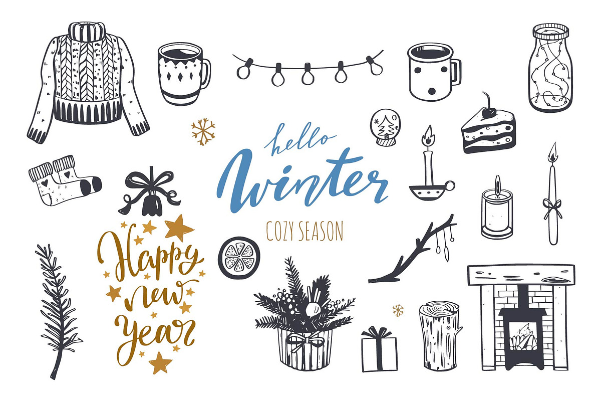 Big Christmas Holiday doodle set, a Seasonal Illustration by Wild Muse (Photo 3 of 10)