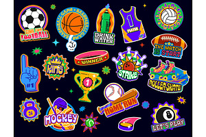 Sport retro y2k groovy stickers, a Decorative Illustration by Vector Tradition
