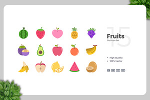 Fruits Flat Icons, an Icon by Upnowgraphic