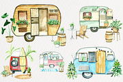 Vanlife. Watercolor illustrations., a Transportation Illustration by iri-illustration (Thumbnail 6 of 9)