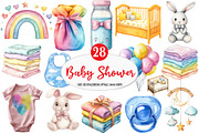 Baby Shower Clipart Bundle, an Illustration by Watercolor design (Thumbnail 1 of 4)