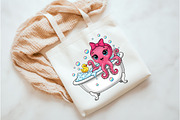 Squid Clipart  Funny Squid T-Shirt, an Illustration by Watercolor design (Thumbnail 3 of 3)