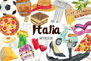 Watercolor Italy Clipart