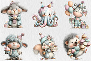 Whimsical Birthday Animal Clipart, a Seasonal Illustration by Rose Art (Thumbnail 2 of 6)