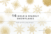 Gold glitter snowflakes clip art, an Object Graphic by Palette Pursuit (Thumbnail 4 of 4)