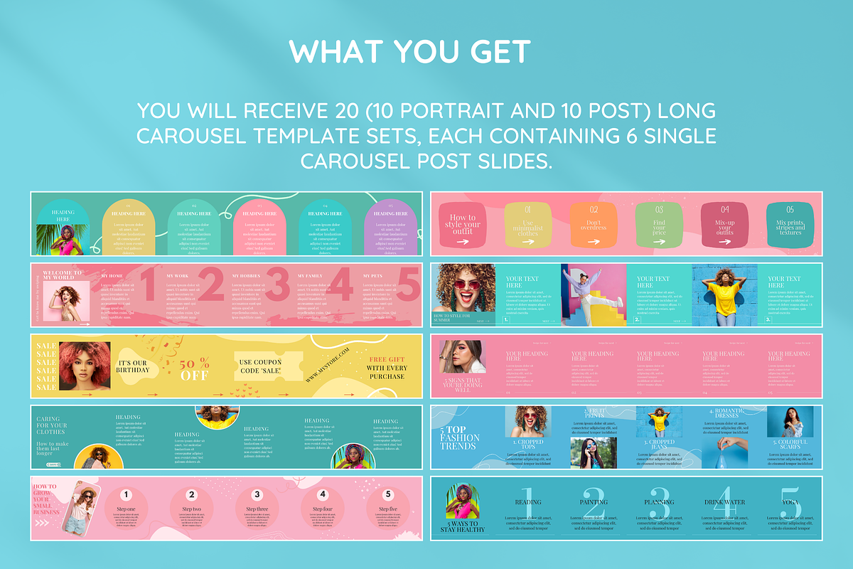 Colorful Instagram Carousel Bundle