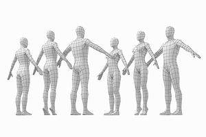 Male And Female Base Mesh In A-Pose