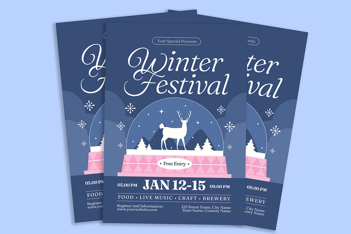 Winter Festival Flyer, a Flyer Template by Gumico Studio. (Photo 2 of 3)