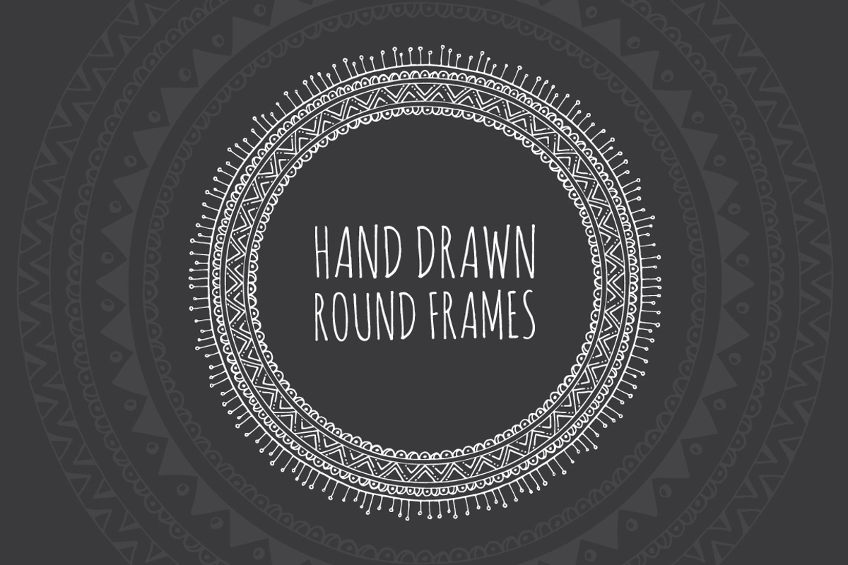 Hand Drawn Decorative Round Frames, a Decorative Illustration by DESIGN ...