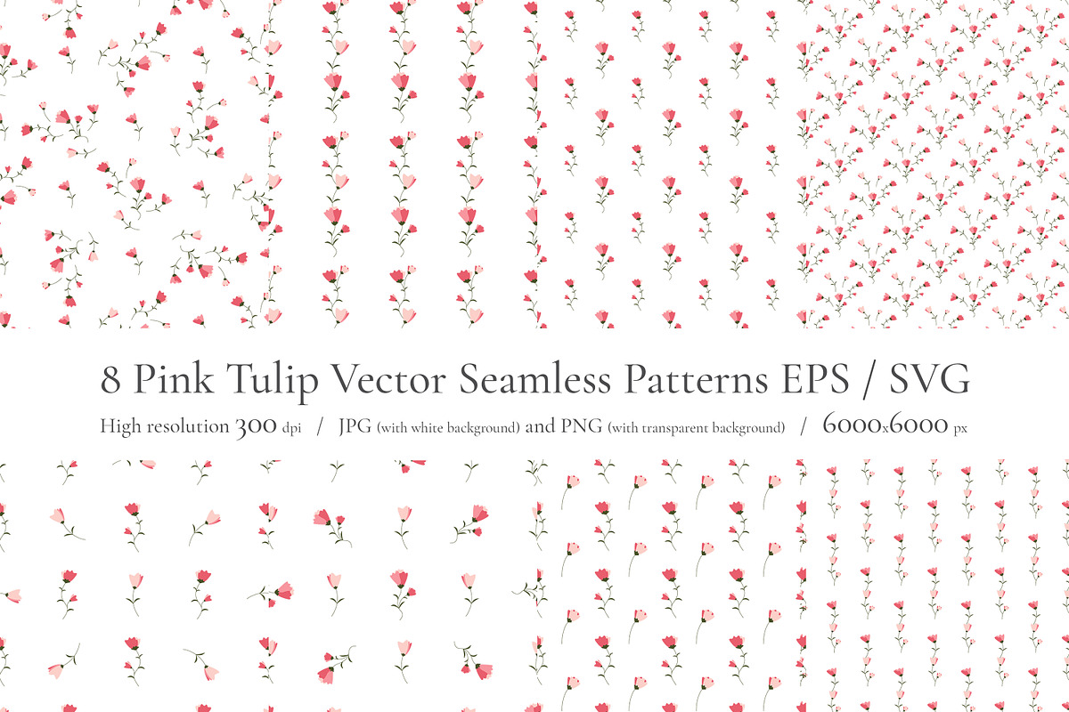 Pink Tulip Seamless Patterns Pack, a Pattern Graphic by Nadia Semyroz (Photo 1 of 9)