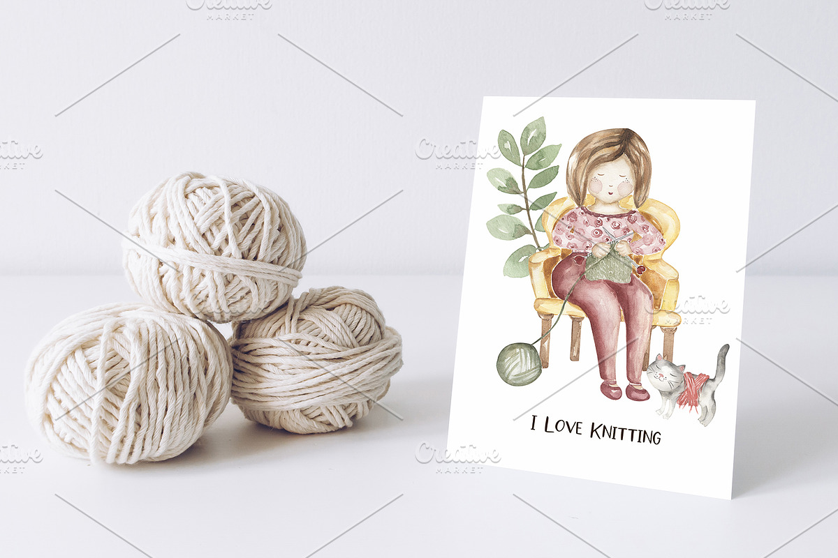 Watercolor Knitting Collection, a Work Illustration by MayaNavits (Photo 11 of 13)
