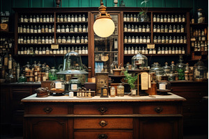 Vintage apothecary interior with, an Arts & Entertainment Photo by Ylivdesign