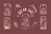 Hand drawn dream themed mason jars, an Illustration by Annakaroline (Thumbnail 1 of 4)