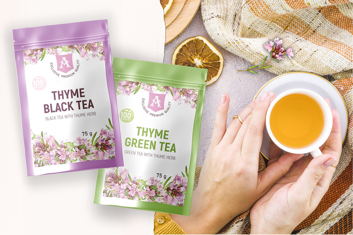THYME tea. Watercolor set, a Food Illustration by Tata Pilip (Photo 5 of 6)