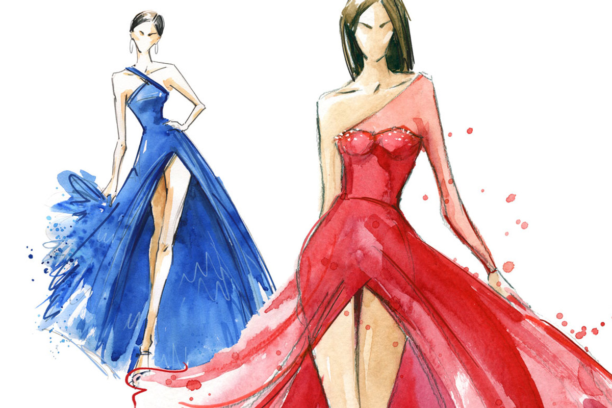 Long dresses fashion illustration, a Graphic by Kamenuka (Photo 2 of 3)