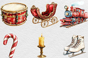 Vintage Christmas Clipart Bundle, an Illustration by Black Bird Studio (Thumbnail 6 of 6)