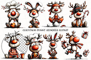Christmas Funny Reindeer Clipart, an Illustration by OK Design (Thumbnail 2 of 6)