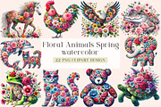 Floral Animals Clipart, Spring Clipa, an Illustration by DreamArtGraphic (Thumbnail 1 of 4)