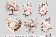 Vintage Romantic Flowers Cliparts, a Decorative Illustration by EdeniaArtStudio (Thumbnail 6 of 10)