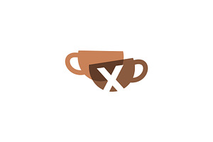 X Letter Coffee Cup Overlapping