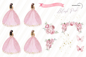 Elegant Blush Pink Princess Clipart