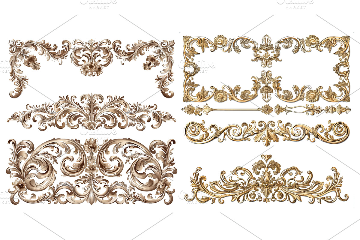 vector set vintage ornate border, an Illustration by ZinetroN