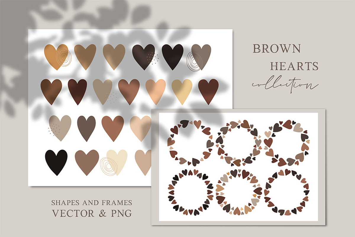 Cute Round Frames with Brown Hearts, an Object Graphic by Naty Art (Photo 1 of 6)