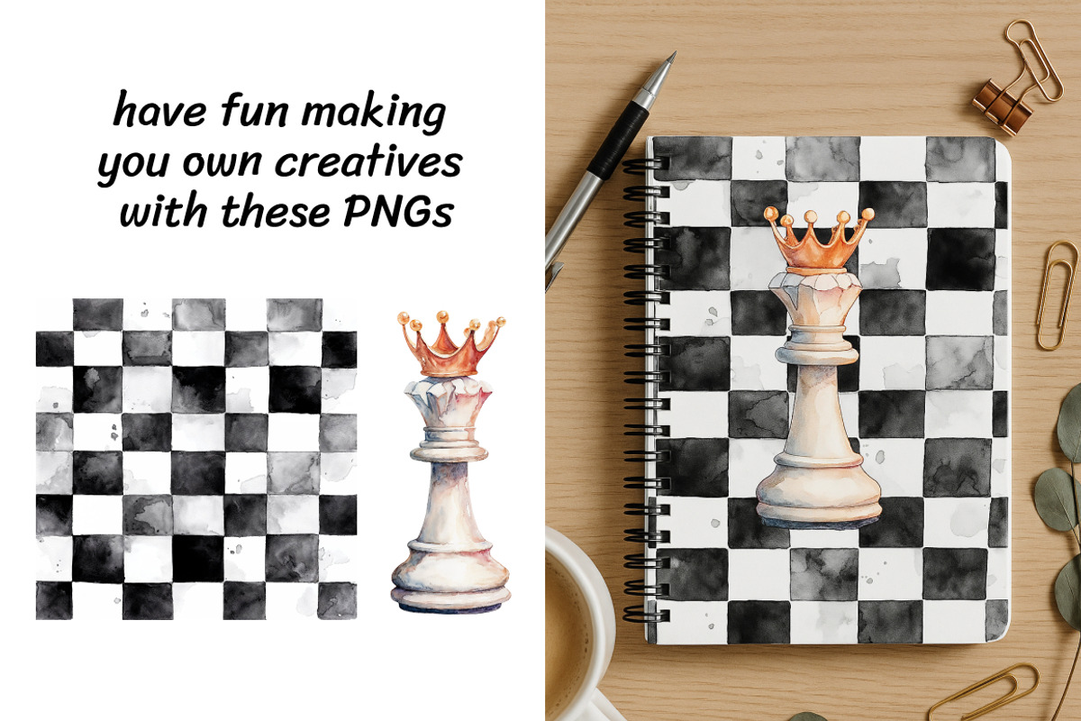 Watercolor Chess Clipart Bundle, a Sport Illustration by InkyQueenArt (Photo 3 of 5)