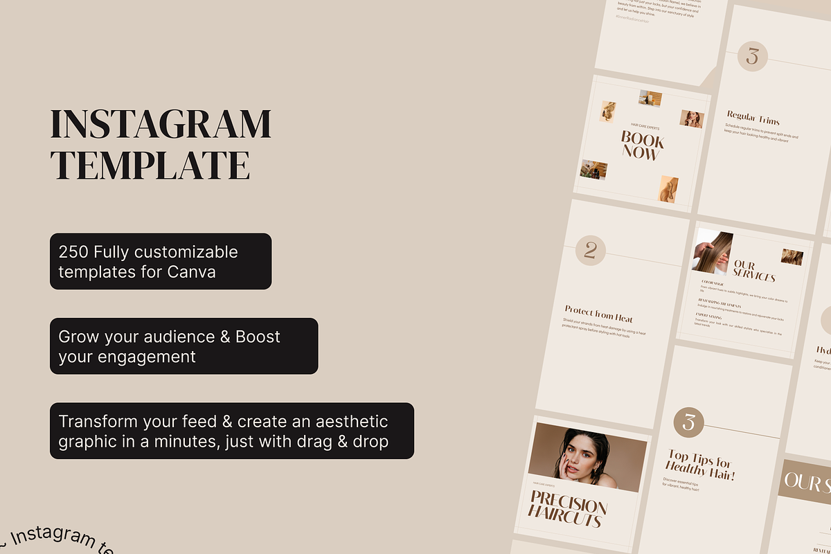 Hair Salon Instagram Template Canva, a Social Media Template by ...