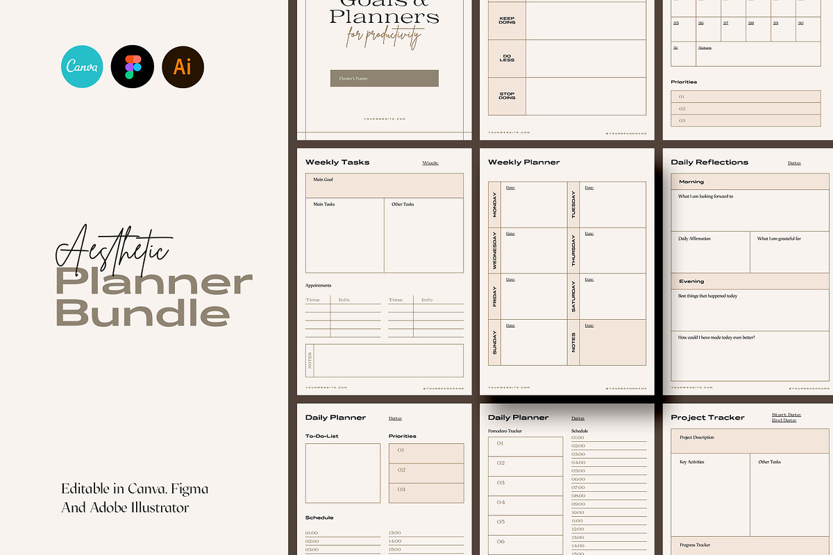 Aesthetic Planner Bundle + More, a Templates & Theme by AndrewPixel (Photo 1 of 12)