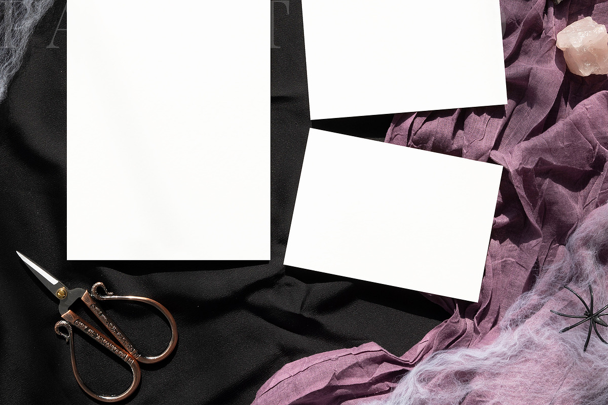 Halloween Card Mockup5x7 5x3.5 3fall, an Advertising Mockup by PawMockups (Photo 3 of 10)