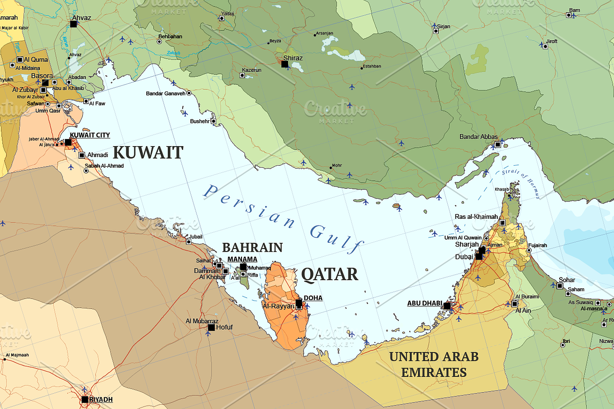 Map of South Asia and Near East, an Education Illustration by Cartorical (Photo 7 of 9)