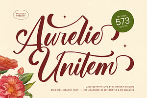 Aurelie Unitem Bold Calligraphy Font, a Serif Font by Letterena Studios Script