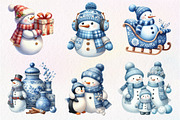 Christmas Blue Toile Snowman Clipart, an Illustration by Dream Creation (Thumbnail 7 of 7)