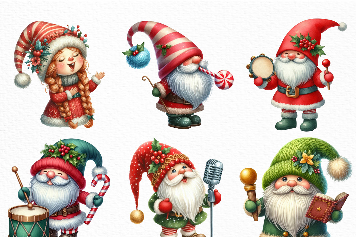 Christmas Gnome Musicians PNG, an Illustration by Craft Nest (Photo 3 of 6)